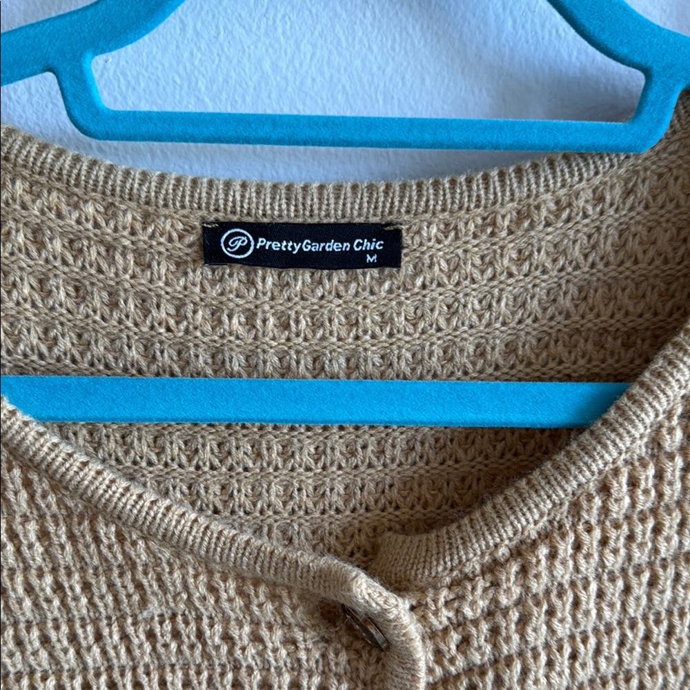 Knit Button-Up Sweater - Tan - Picture 3 of 4